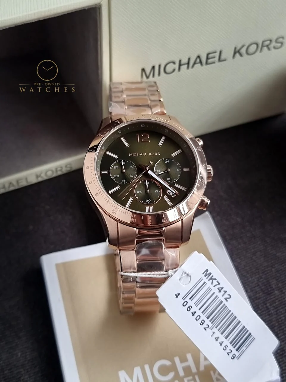 Michael Kors Women’s Quartz Rose Gold Stainless Steel Green Dial 40mm Watch MK7412 - Image 4
