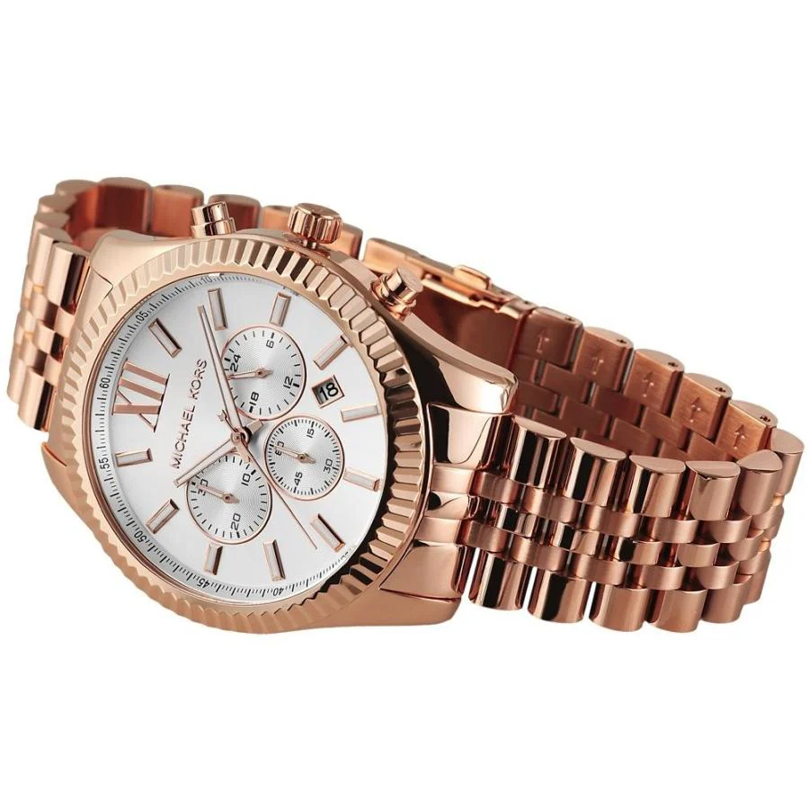 Michael Kors Women’s Quartz Rose Gold Stainless Steel Silver White Dial 45mm Watch MK8313 - Image 2