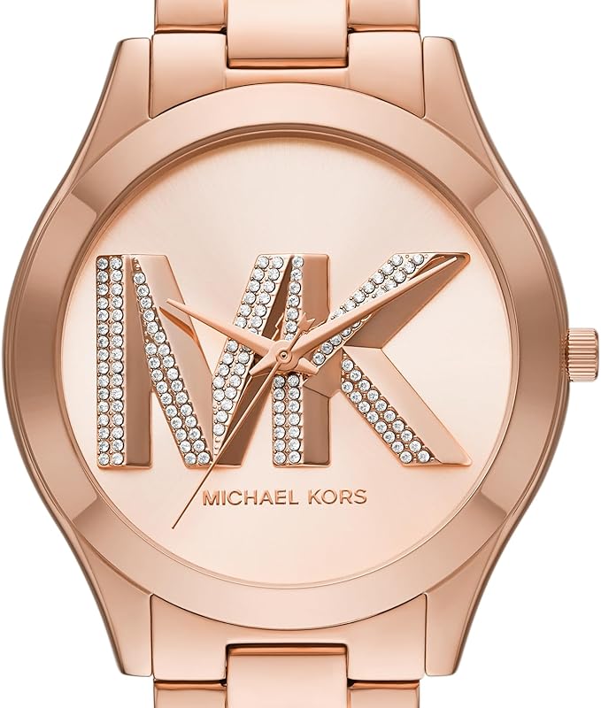 Michael Kors Women's Slim Runway Logo Rose Gold-Tone Stainless Steel Bracelet Watch (Model: MK4733) - Image 3