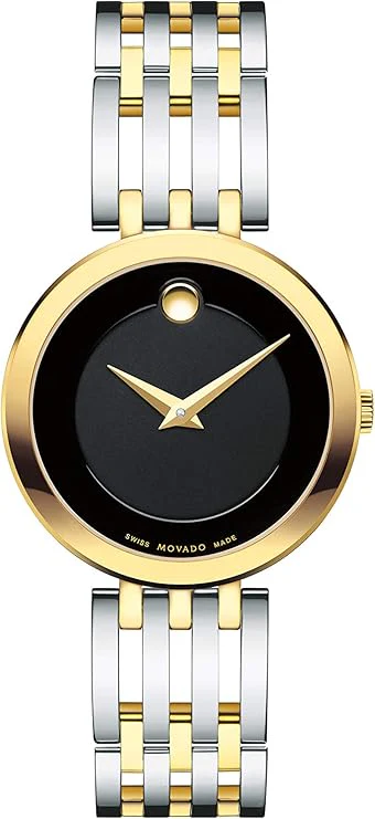 Movado 0607053 Swiss quartz analogue and digital watch with two-tone stainless steel strap, Silver/gold/black., 28 mm,
