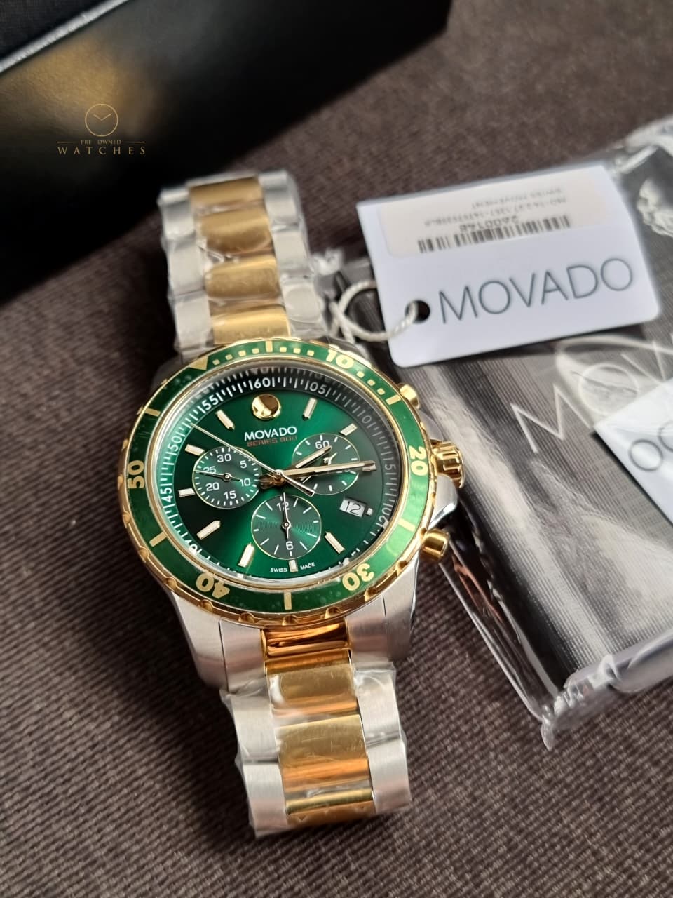 Movado 800 Chronograph Green Dial Two-Tone Men's Watch 2600148 - Image 2