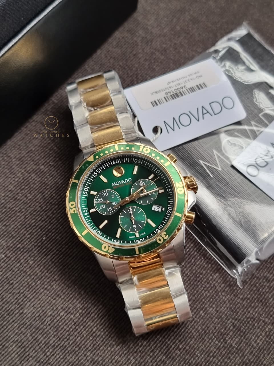 Movado 800 Chronograph Green Dial Two-Tone Men's Watch 2600148 - Image 3