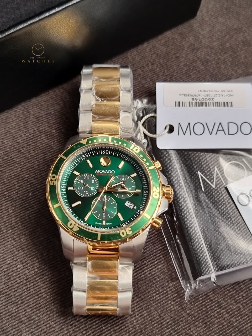 Movado 800 Chronograph Green Dial Two-Tone Men's Watch 2600148 - Image 5