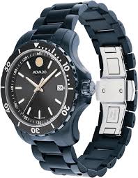 Movado 800 Series Blue Stainless Steel Black Dial Quartz Watch for Gents - 2600160 - Image 3