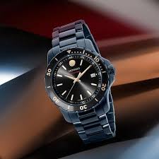 Movado 800 Series Blue Stainless Steel Black Dial Quartz Watch for Gents - 2600160 - Image 4