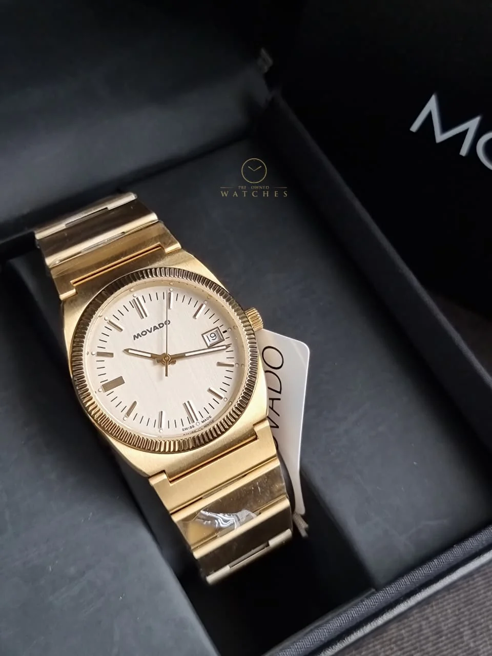 Movado Heritage Series Ondoplan Pale Gold Fluted bezel Ionic Men's Watch 3650217 - Image 8