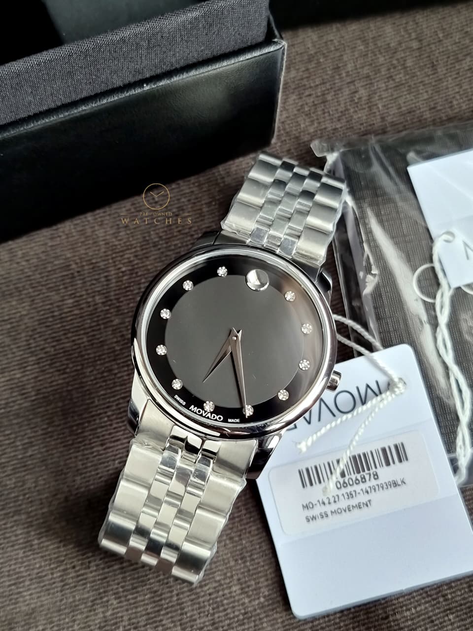 Movado Men’s Quartz Swiss Made Stainless Steel Black Dial 40mm Watch 0606878 - Image 2