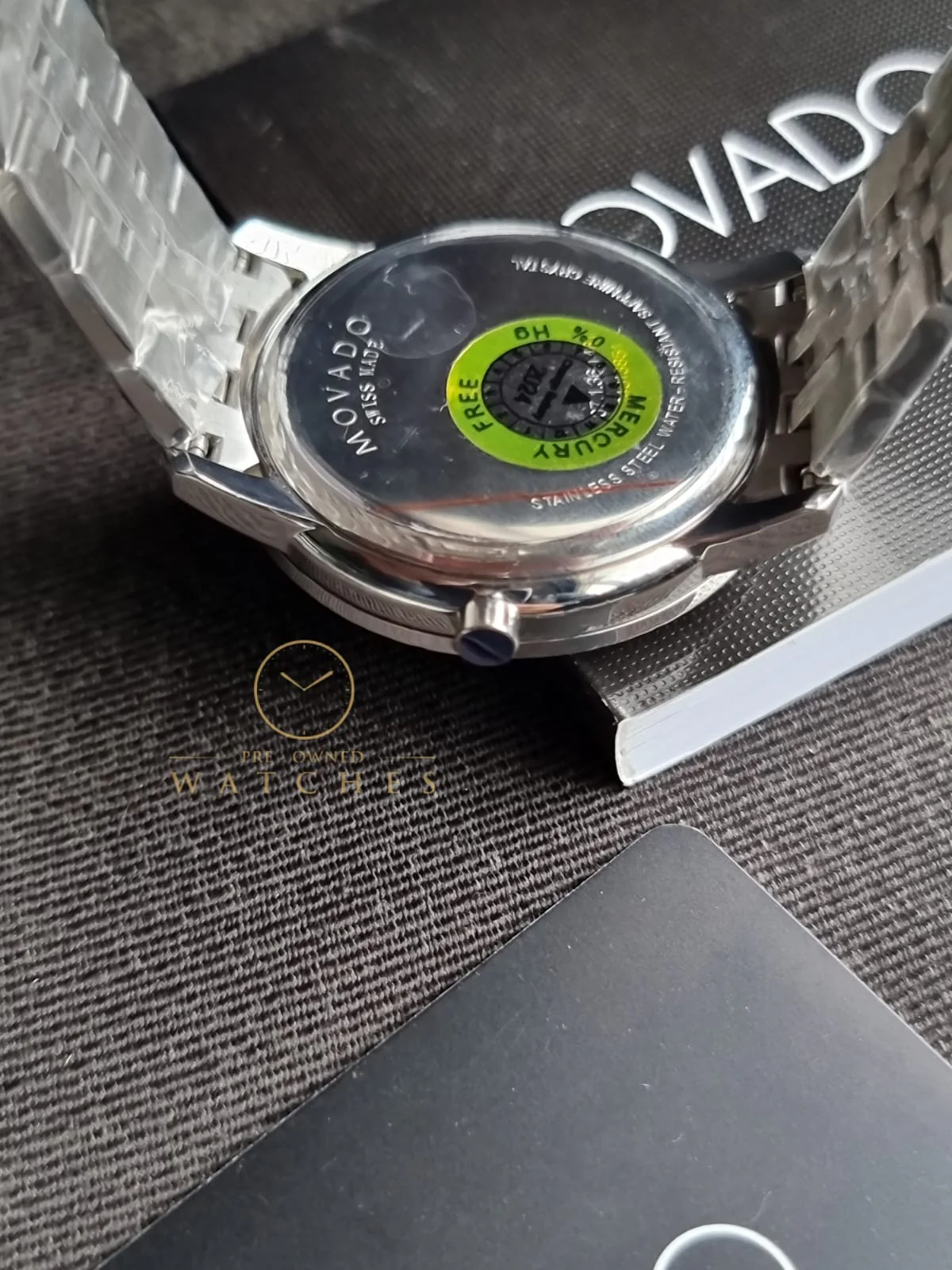 Movado Men’s Quartz Swiss Made Stainless Steel Black Dial 40mm Watch 0607199 - Image 10