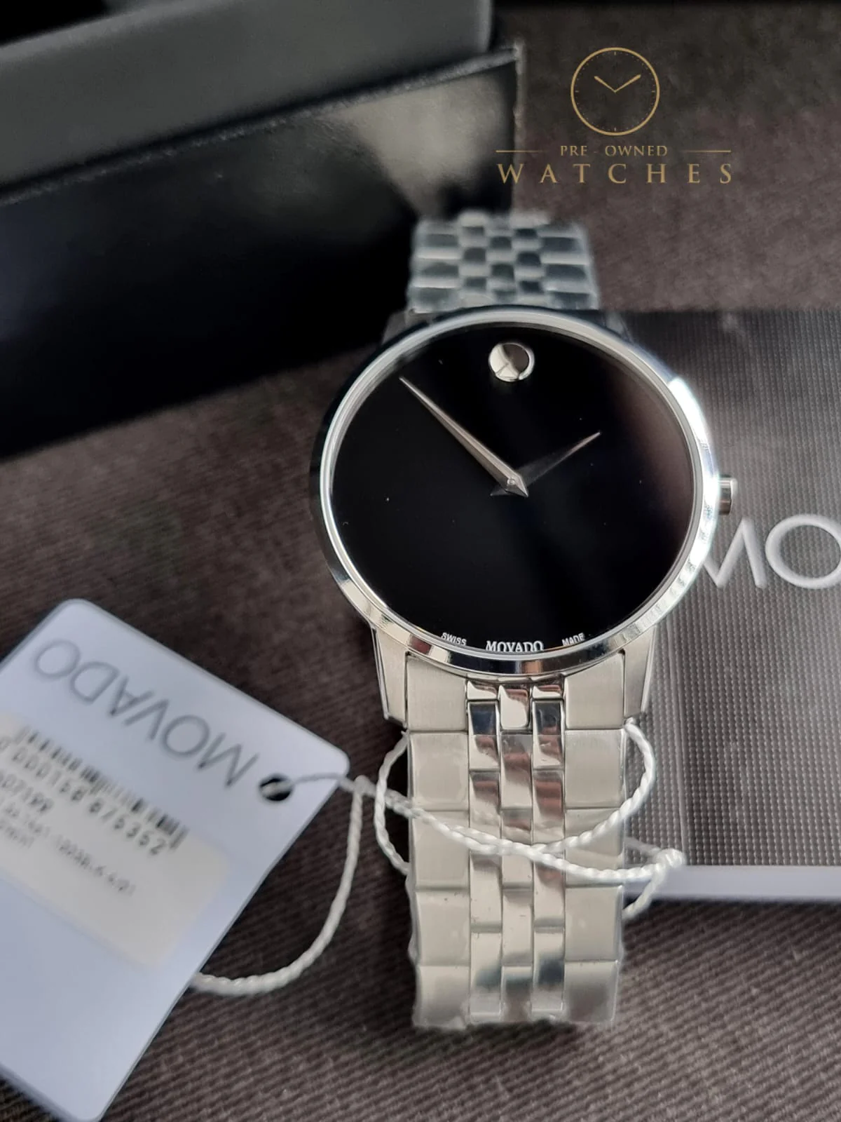 Movado Men’s Quartz Swiss Made Stainless Steel Black Dial 40mm Watch 0607199 - Image 4