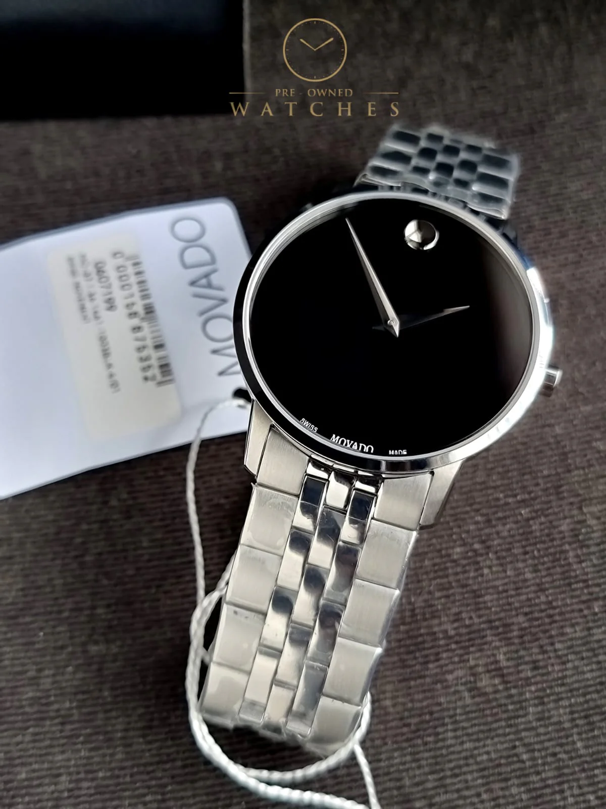Movado Men’s Quartz Swiss Made Stainless Steel Black Dial 40mm Watch 0607199 - Image 6