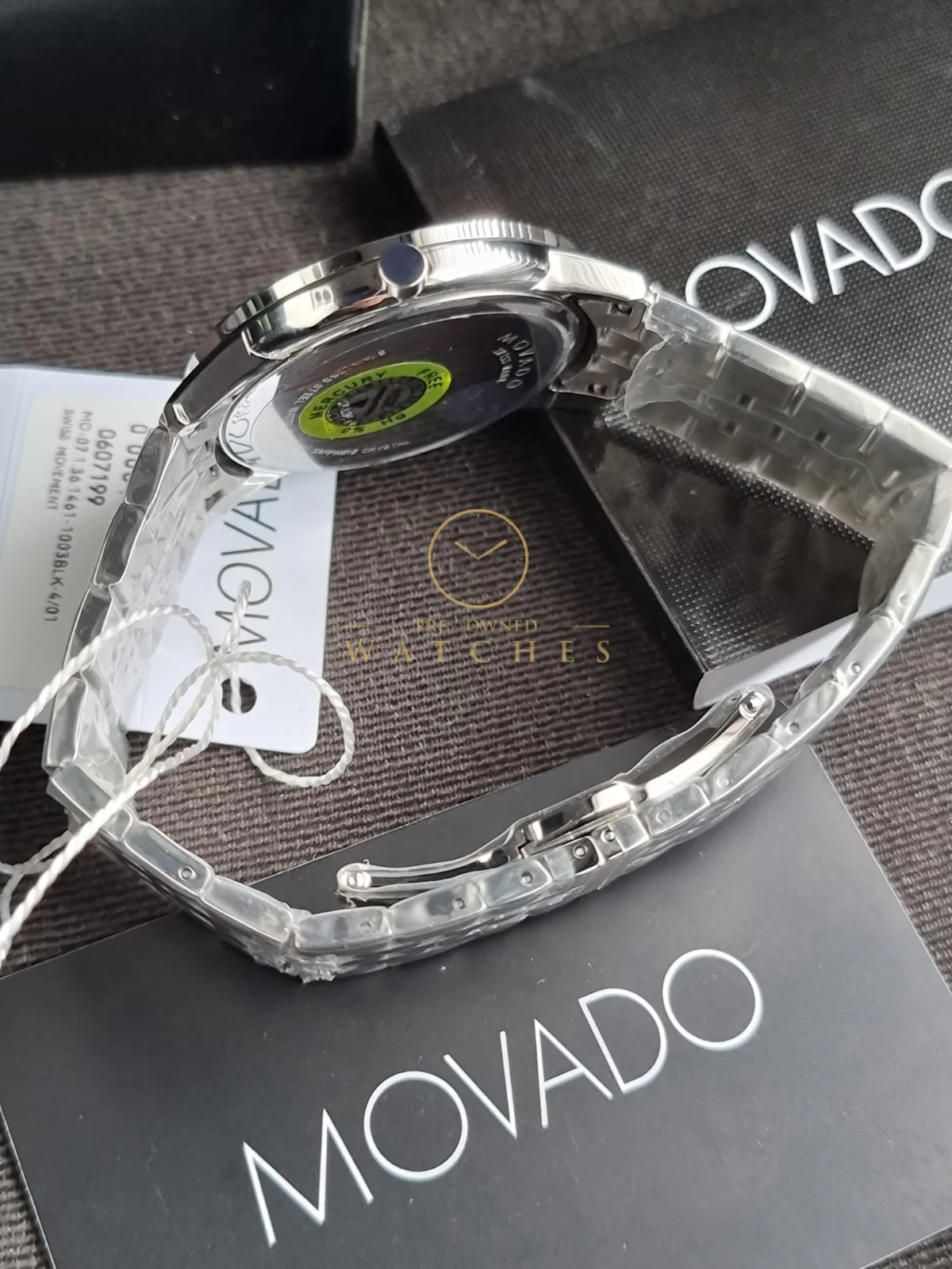 Movado Men’s Quartz Swiss Made Stainless Steel Black Dial 40mm Watch 0607199 - Image 7