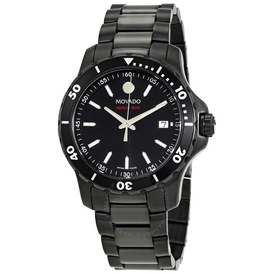Movado Men’s Quartz Swiss Made Stainless Steel Black Dial 40mm Watch 2600143