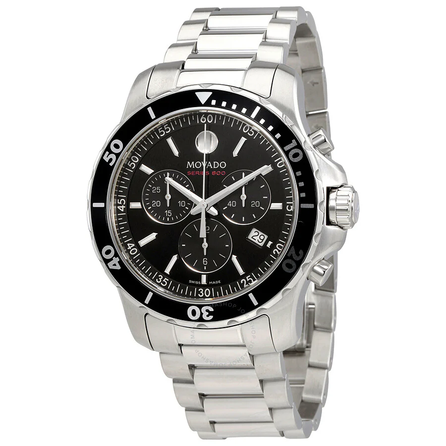 Movado Men’s Quartz Swiss Made Stainless Steel Black Dial 42mm Watch 2600142 - Image 2