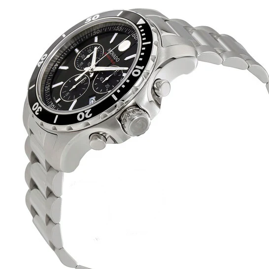 Movado Men’s Quartz Swiss Made Stainless Steel Black Dial 42mm Watch 2600142 - Image 3