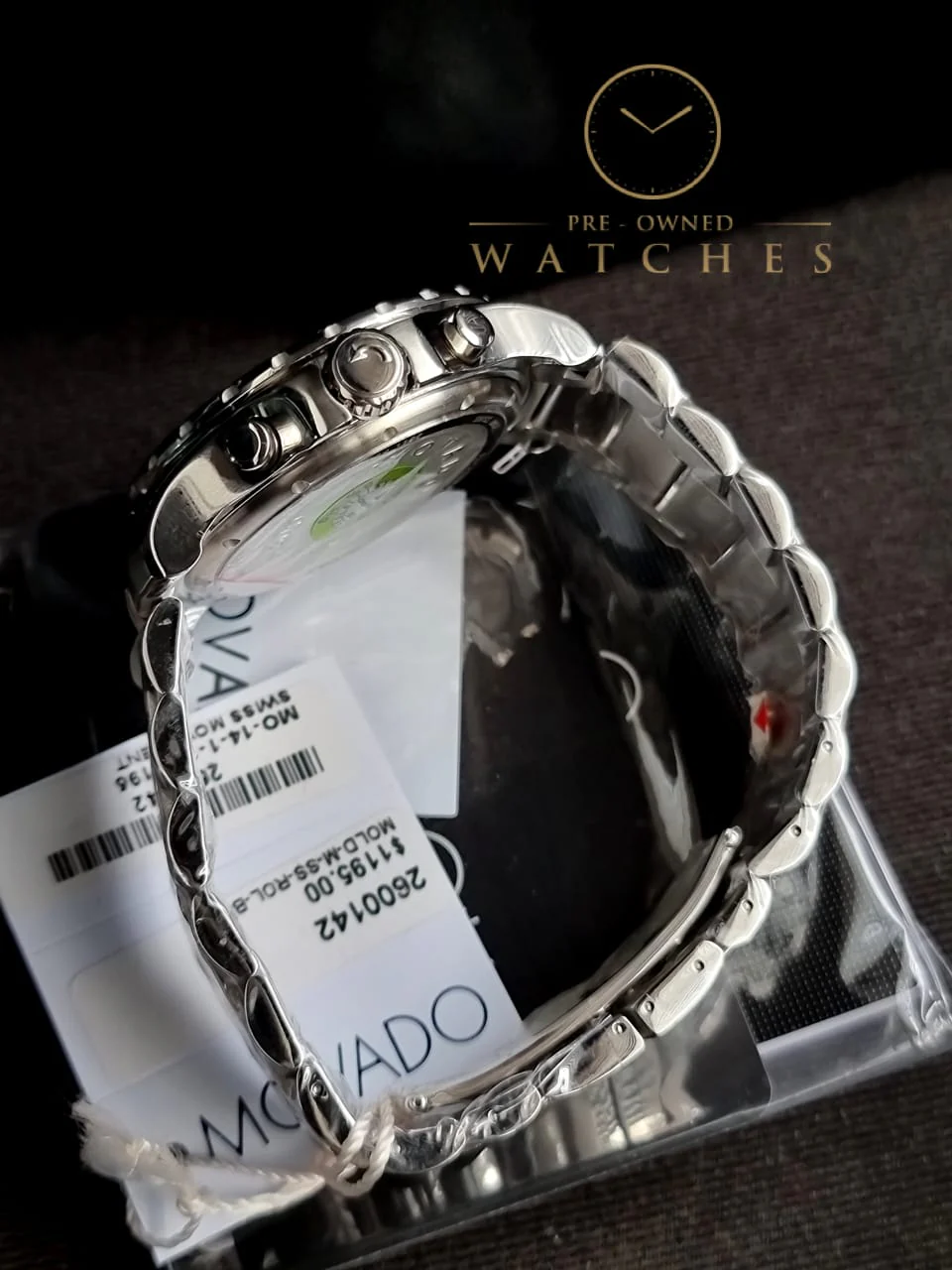 Movado Men’s Quartz Swiss Made Stainless Steel Black Dial 42mm Watch 2600142 - Image 6