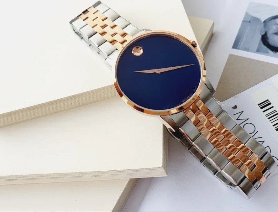 Movado Men’s Quartz Swiss Made Stainless Steel Blue Dial 40mm Watch 0607267 - Image 4
