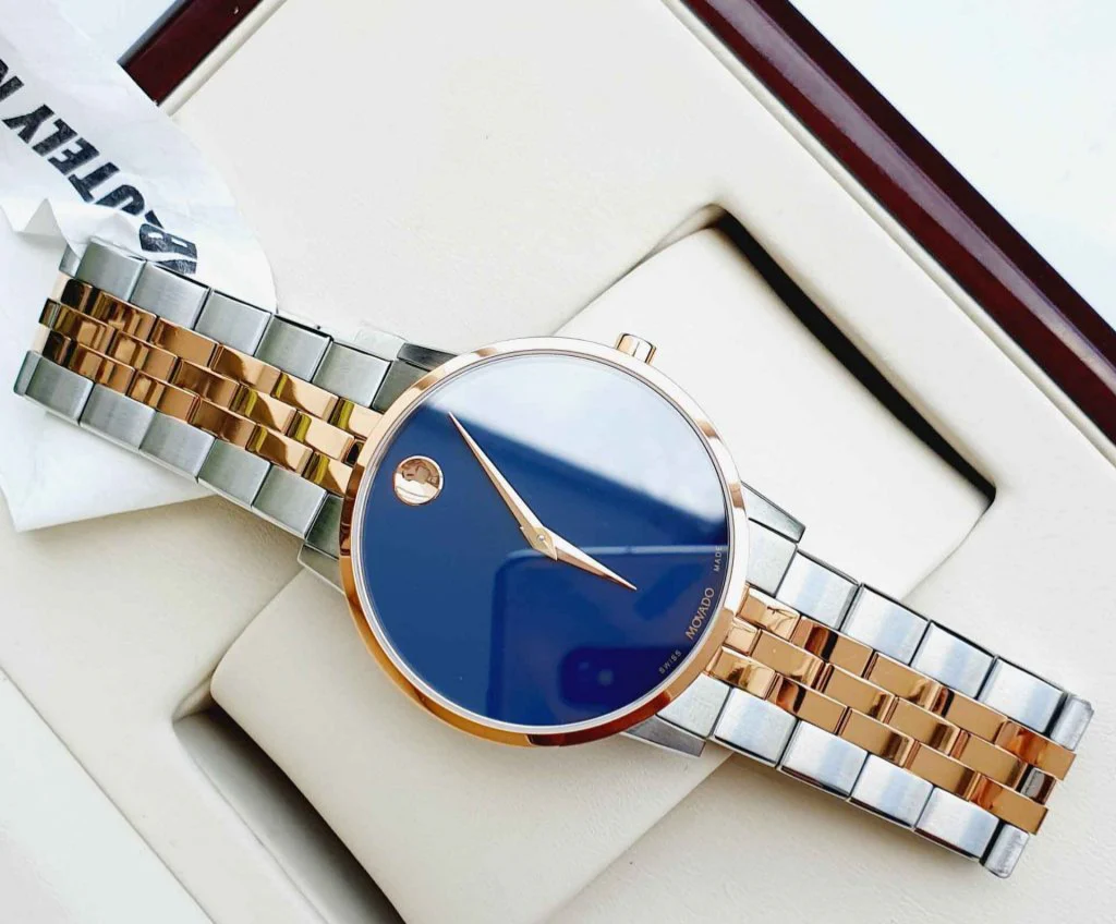 Movado Men’s Quartz Swiss Made Stainless Steel Blue Dial 40mm Watch 0607267 - Image 5