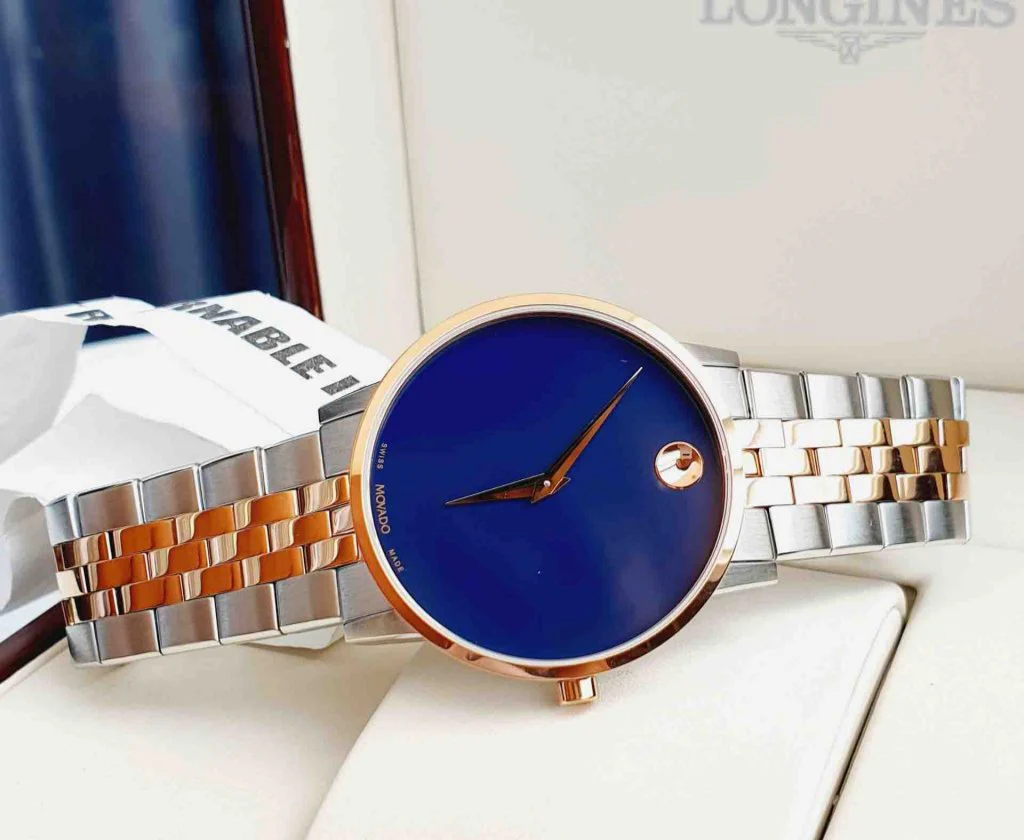 Movado Men’s Quartz Swiss Made Stainless Steel Blue Dial 40mm Watch 0607267 - Image 9