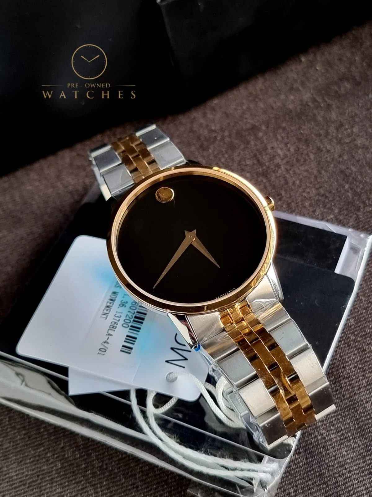 Movado Museum Two-tone Stainless Steel Black Dial Quartz Watch for Gents- 0607200 - Image 4
