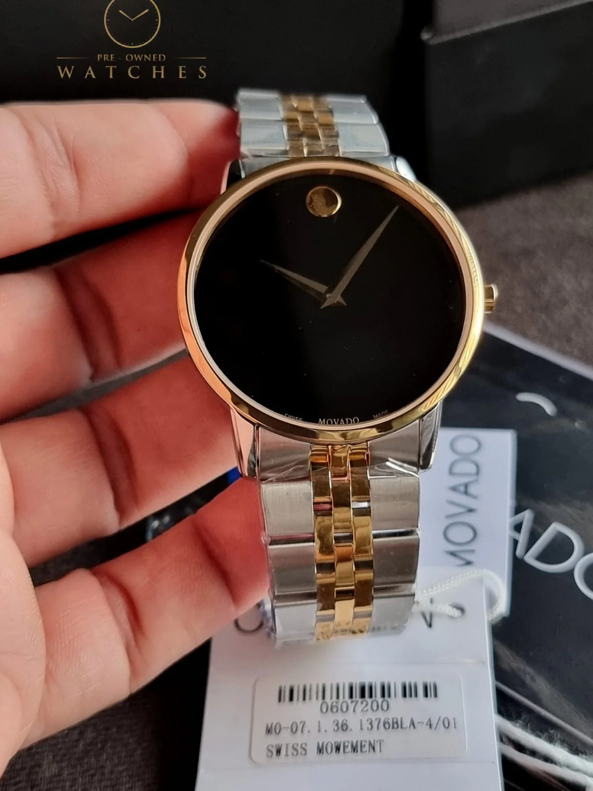 Movado Museum Two-tone Stainless Steel Black Dial Quartz Watch for Gents- 0607200 - Image 9