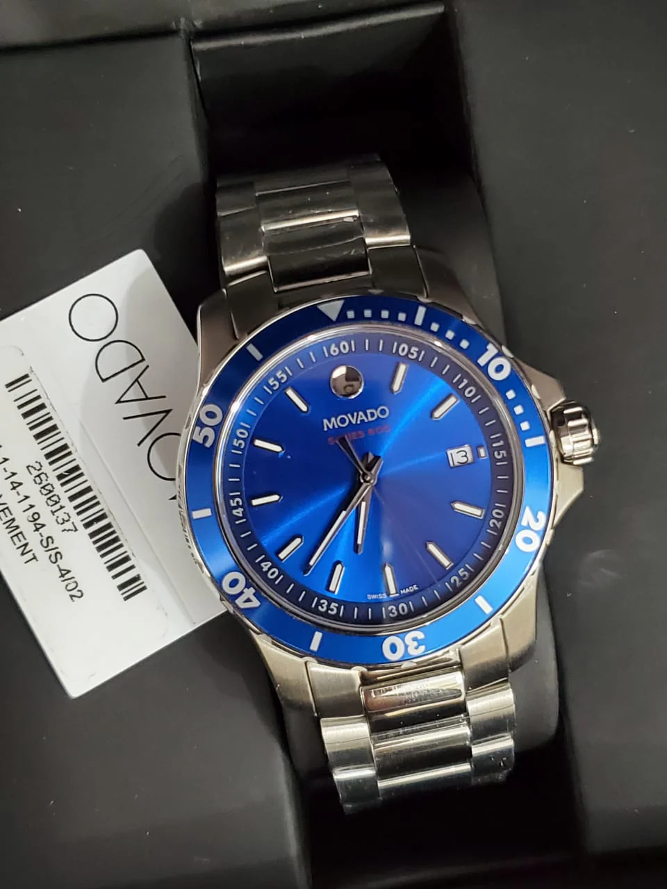 MOVADO Series 800 Blue Dial Stainless Steel Men's Watch 2600137 - Image 3