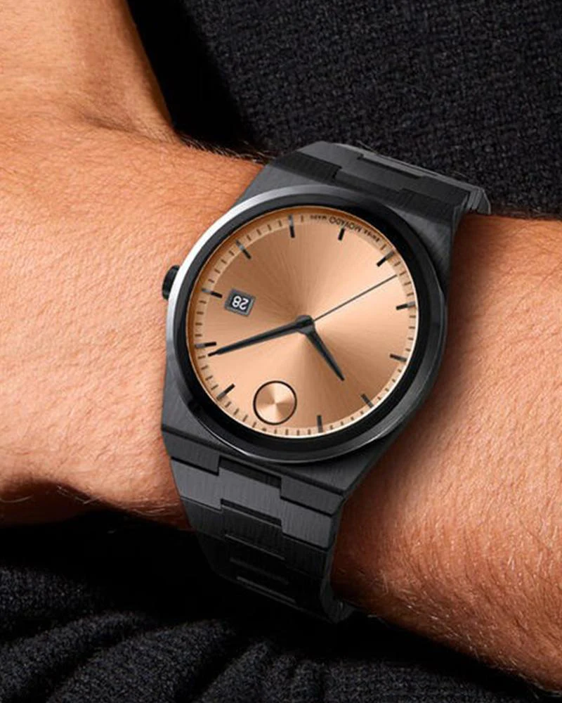 Movado Unisex Quartz Swiss Made Black Stainless Steel Rose Gold Dial 40mm Watch 3601244 - Image 3