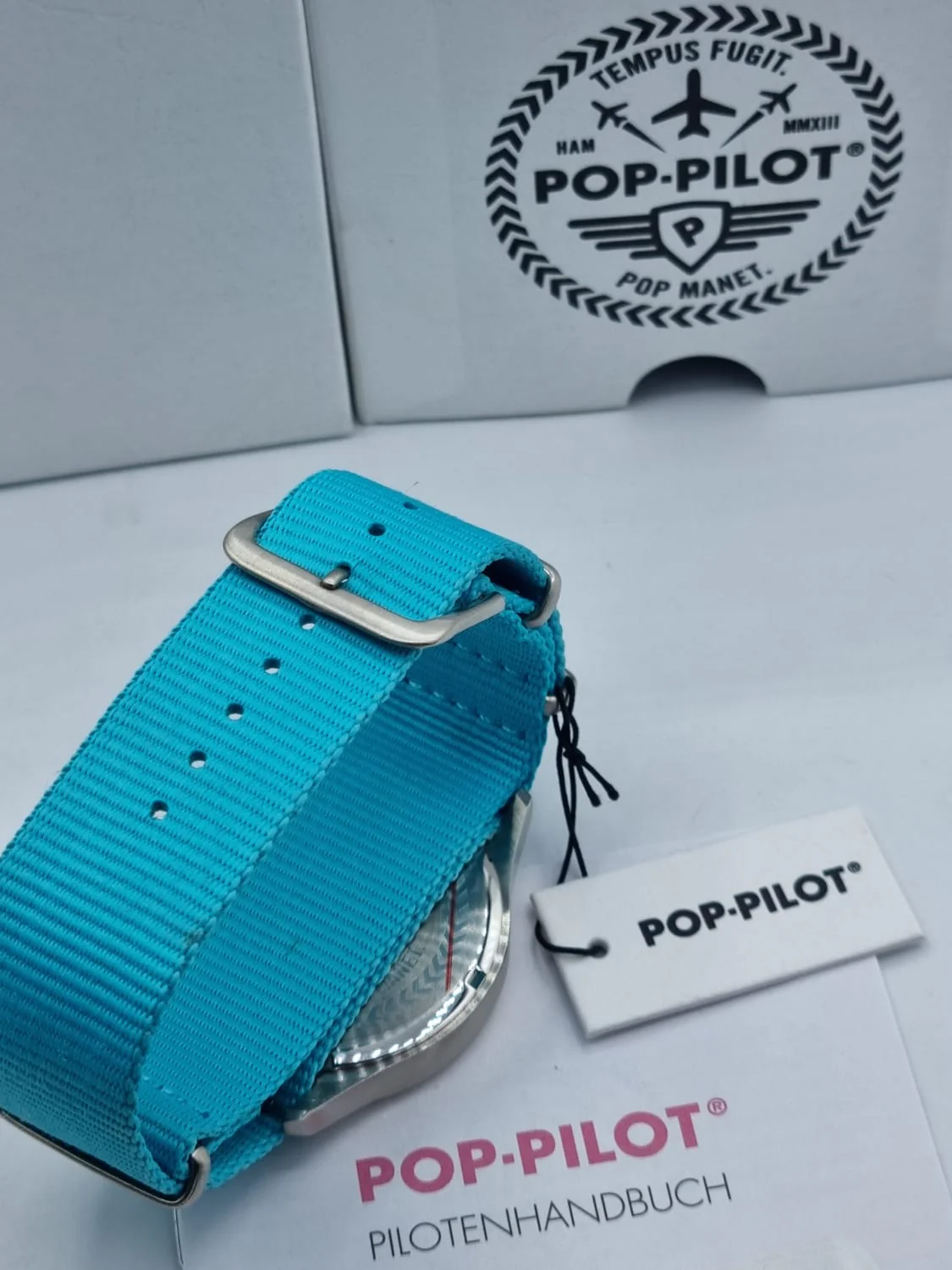 POP-PILOT Gents Watch Yellow Dial Blue Strap - Image 6