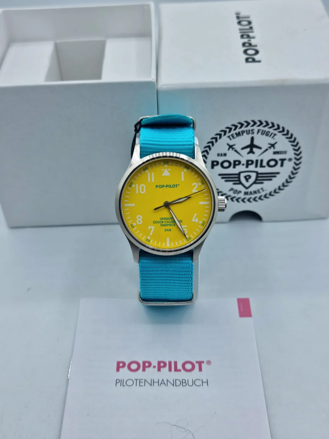 POP-PILOT Gents Watch Yellow Dial Blue Strap - Image 8