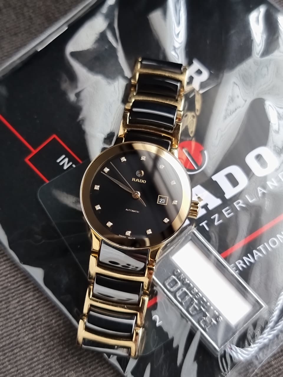 RADO Centrix Automatic Diamond Black Dial Ladies Watch Item No. R30080762