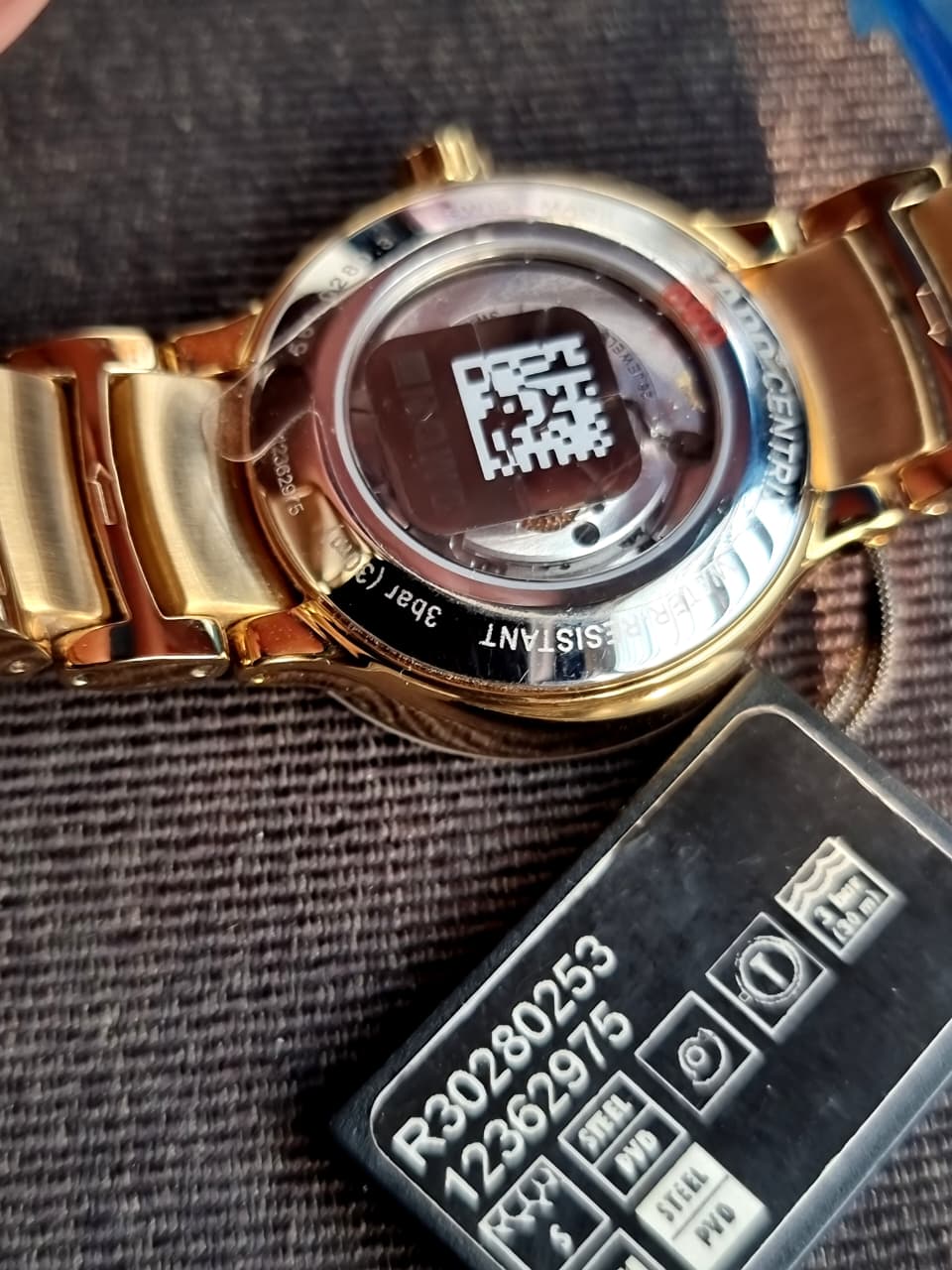 RADO Centrix Automatic Gold Dial Yellow-Gold Plated Stainless Steel Ladies Watch R30280253 - Image 3