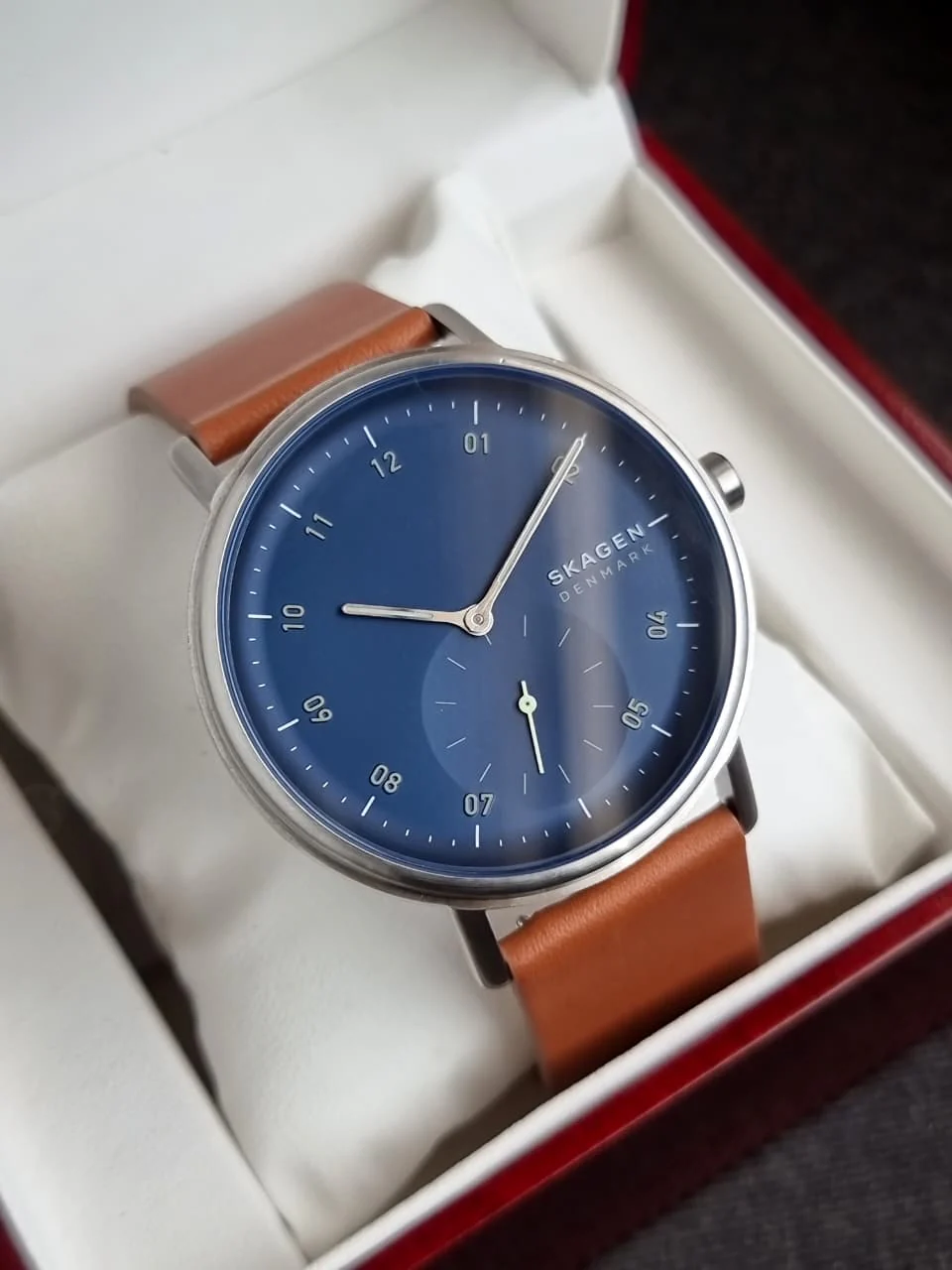 Skagen Kuppel Blue Dial Brown Leather Men's Watch – SKW6888 - Image 3