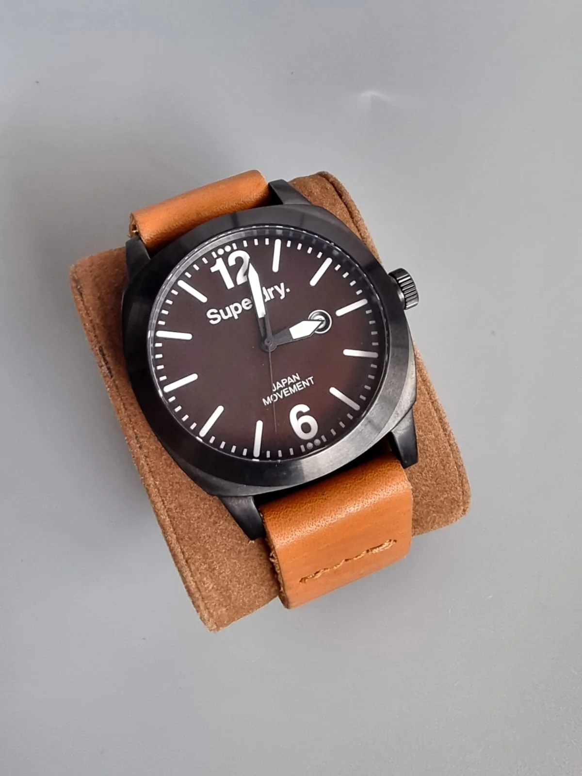 Superdry SYG103TT Men's Watch XL Analogue Quartz Leather, Brown/Black, SYG103TT - Image 3