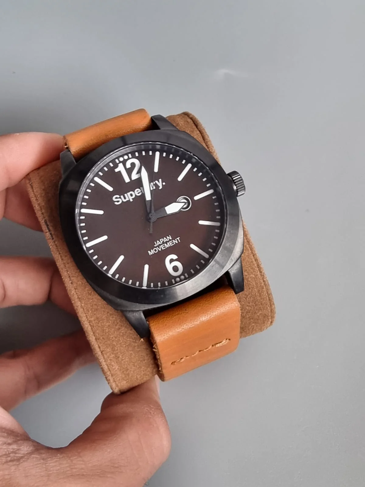 Superdry SYG103TT Men's Watch XL Analogue Quartz Leather, Brown/Black, SYG103TT - Image 4