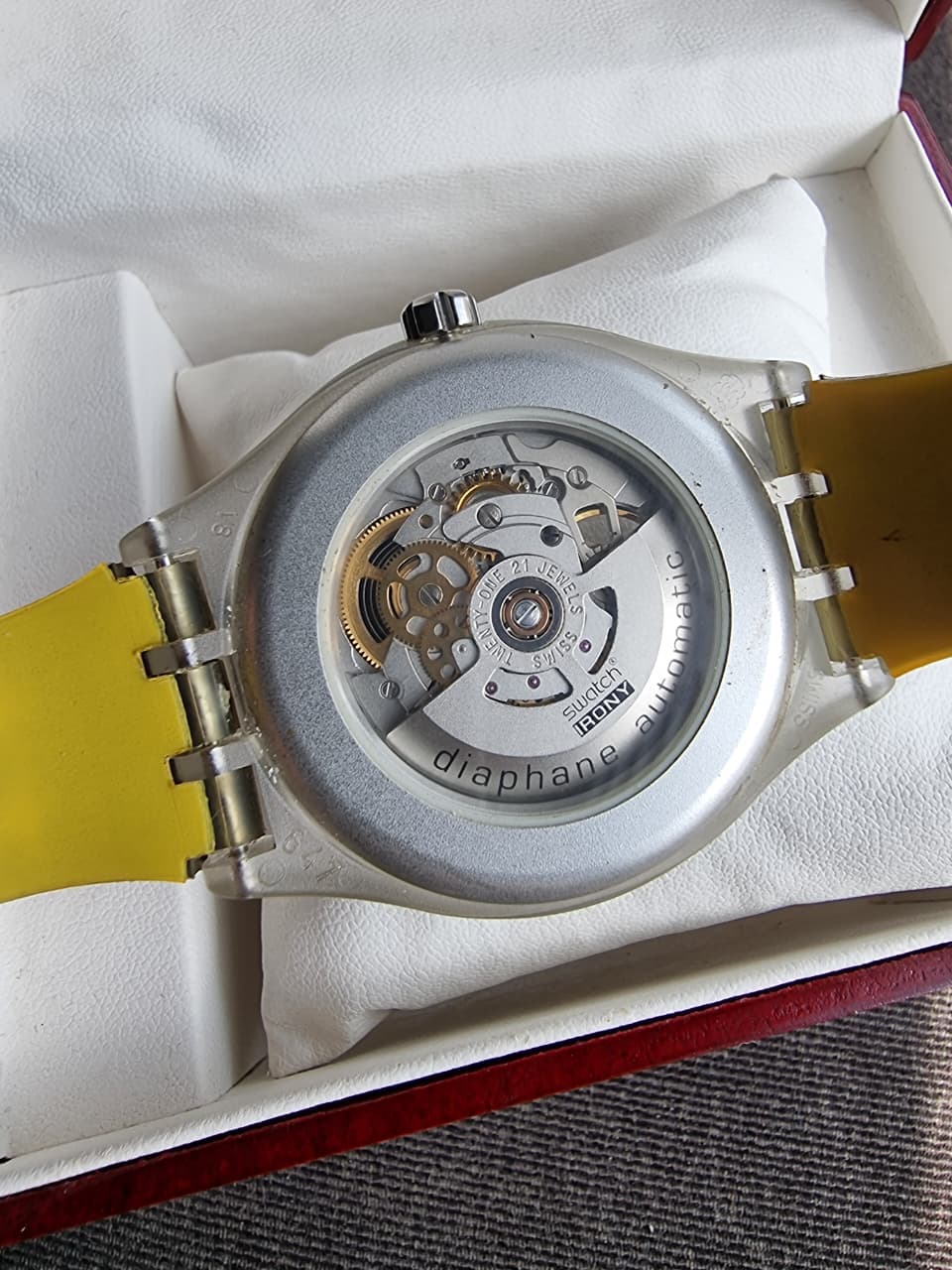 Swatch 41mm Black Dial Yellow And Black Plastic Strap Automatic Watch - Image 5