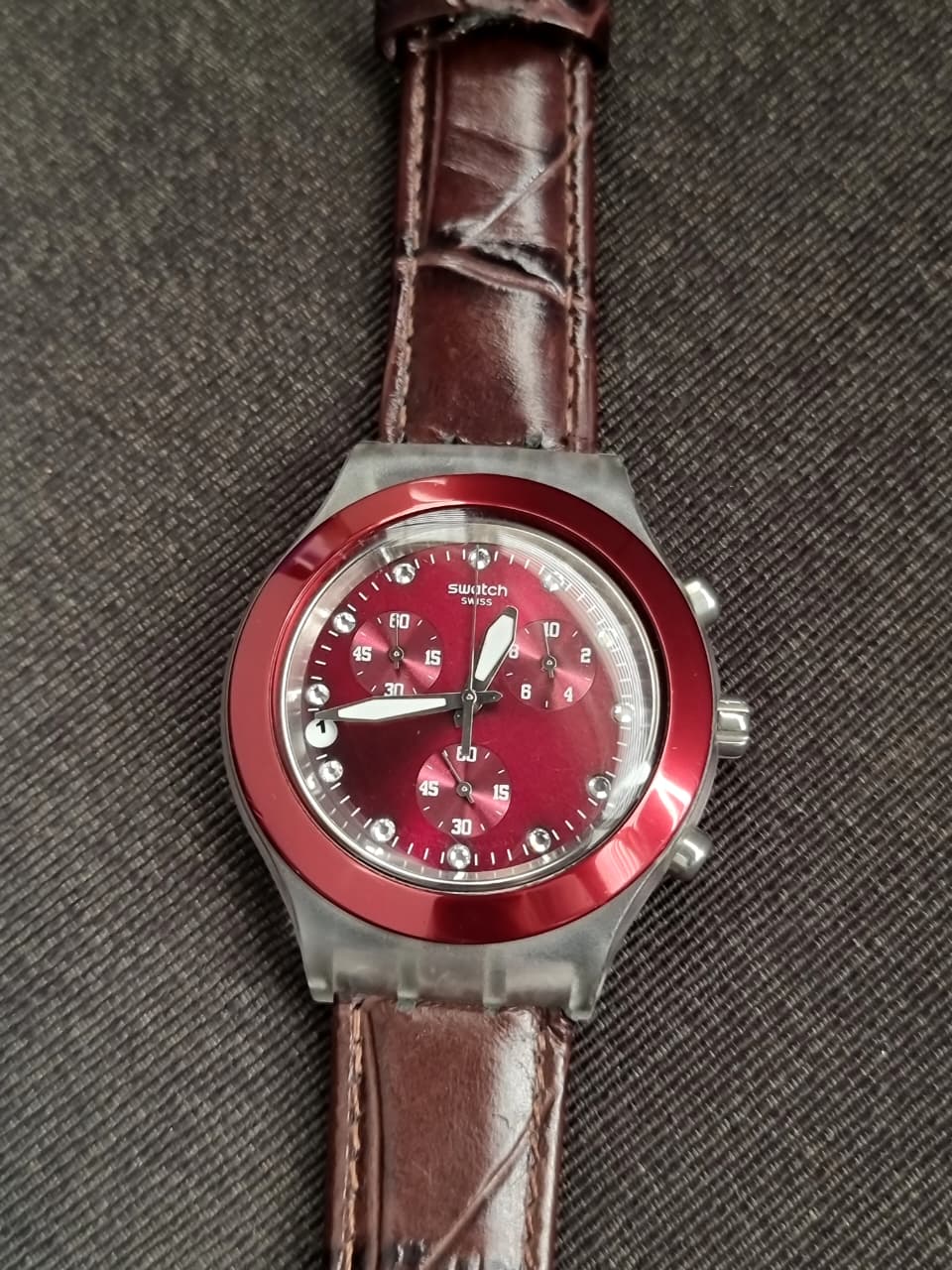 Swatch Swiss Made  Maroon Dial 43mm Dial Quartz Watch - Image 3