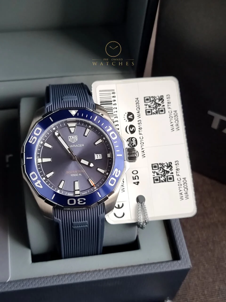 Tag Heuer Aquaracer Blue Rubber Blue Dial Quartz Watch for Gents - WAY101CFT6153