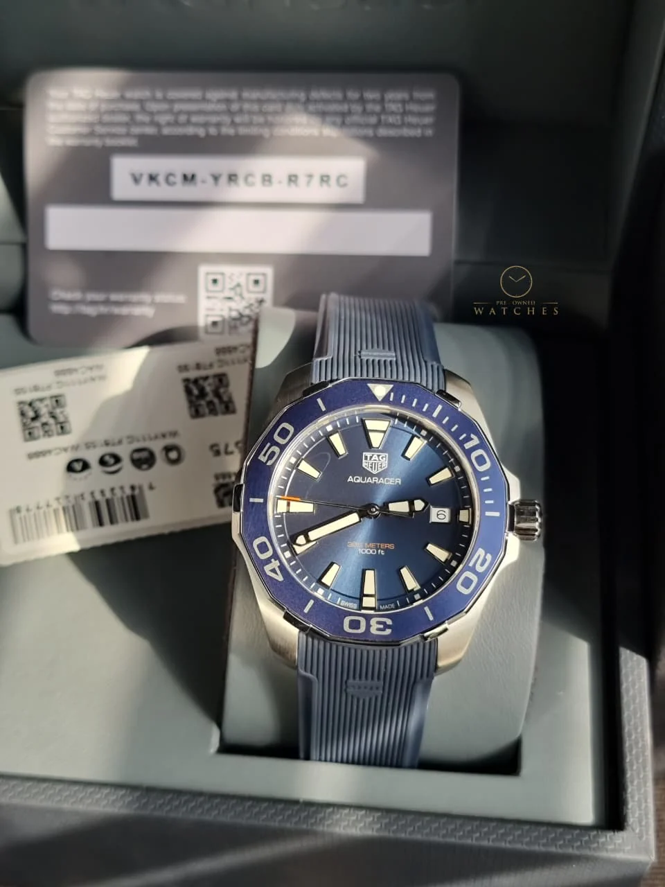 Tag Heuer Aquaracer Blue Rubber Blue Dial Quartz Watch for Gents - WAY111CFT6155 - Image 4