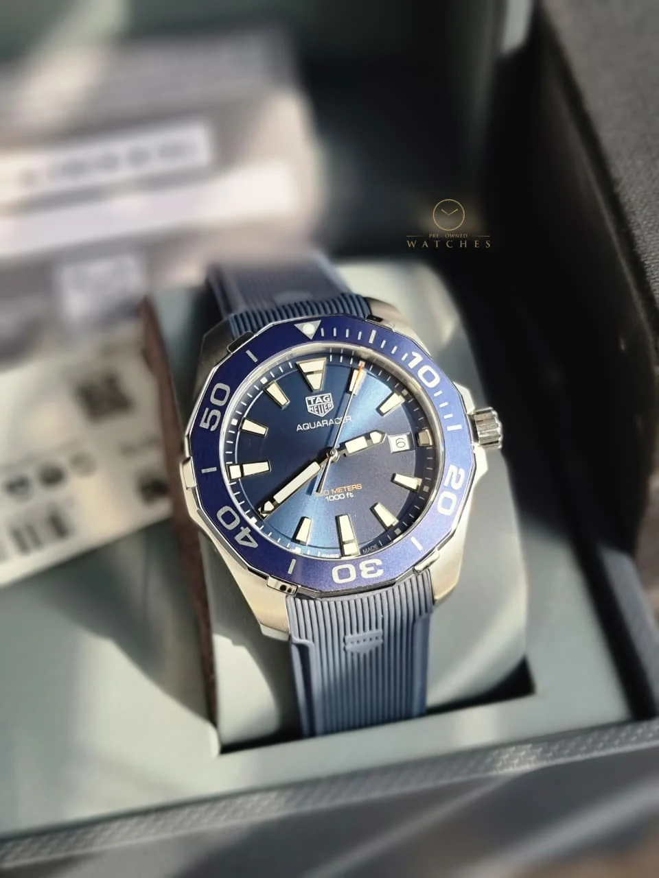 Tag Heuer Aquaracer Blue Rubber Blue Dial Quartz Watch for Gents - WAY111CFT6155 - Image 6