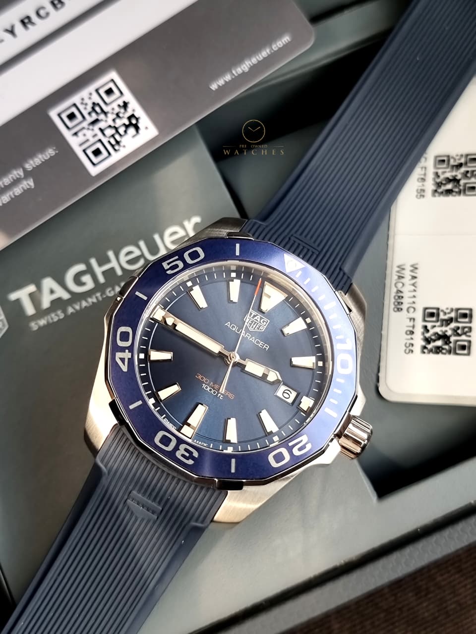 Tag Heuer Aquaracer Blue Rubber Blue Dial Quartz Watch for Gents - WAY111CFT6155 - Image 7