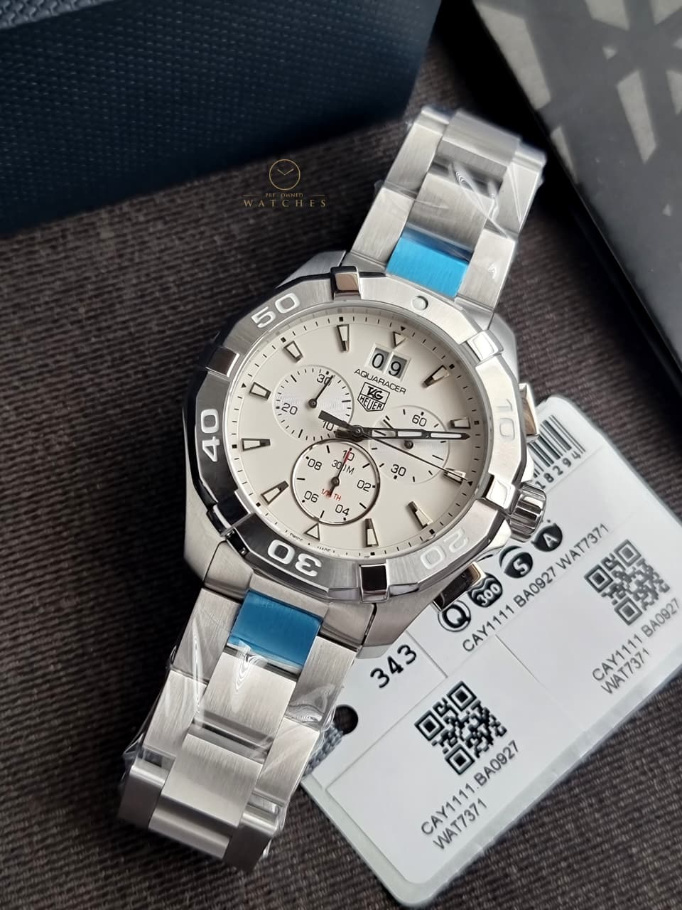 Tag Heuer Aquaracer Men’s Quartz Swiss Made Silver Stainless Steel Grey Dial 43mm Watch CAY1111.BA0927 - Image 11