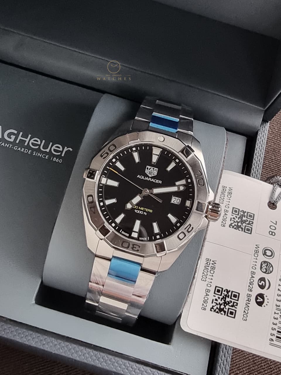 Tag Heuer Aquaracer Silver Stainless steel Black Dial Quartz Watch for Gents - WBD1110.BA09288 - Image 3