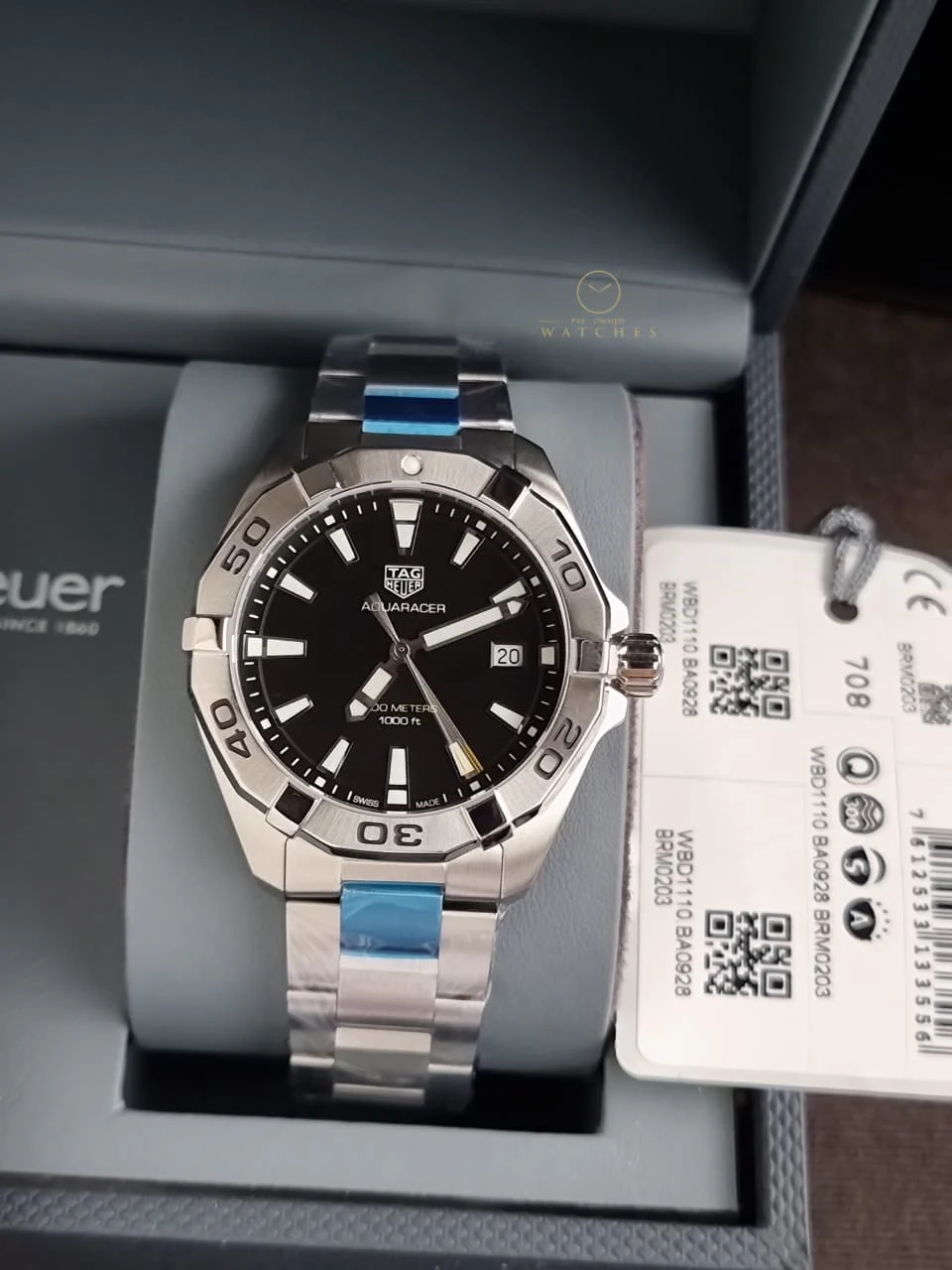 Tag Heuer Aquaracer Silver Stainless steel Black Dial Quartz Watch for Gents - WBD1110.BA09288 - Image 7