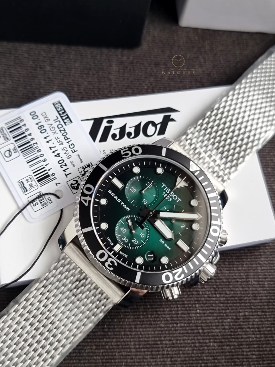 TISSOT Men’s Quartz Swiss Made Stainless Steel Green Gradient Dial 45mm Watch T120.417.11.091.00 - Image 3