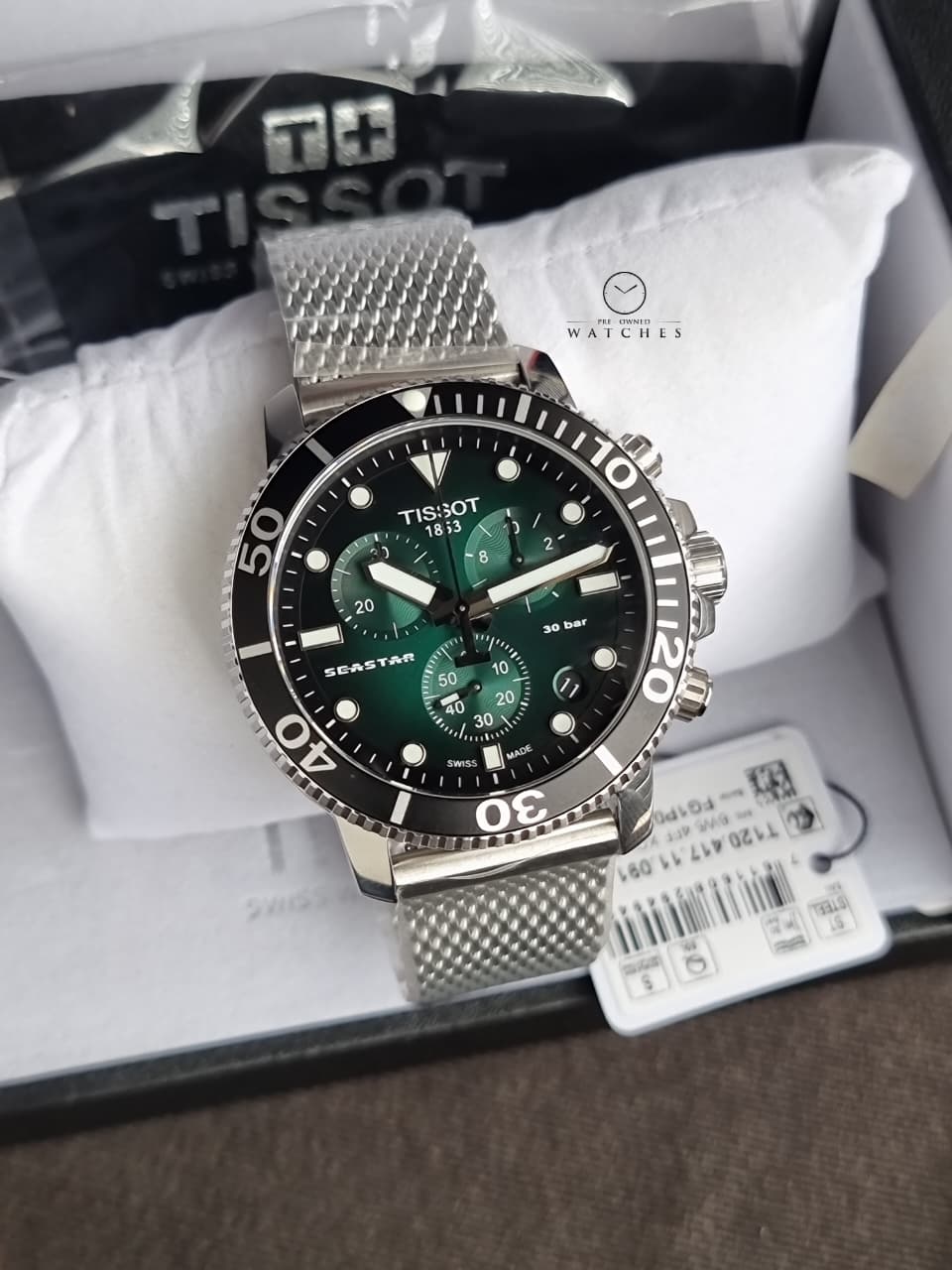 TISSOT Men’s Quartz Swiss Made Stainless Steel Green Gradient Dial 45mm Watch T120.417.11.091.00 - Image 5
