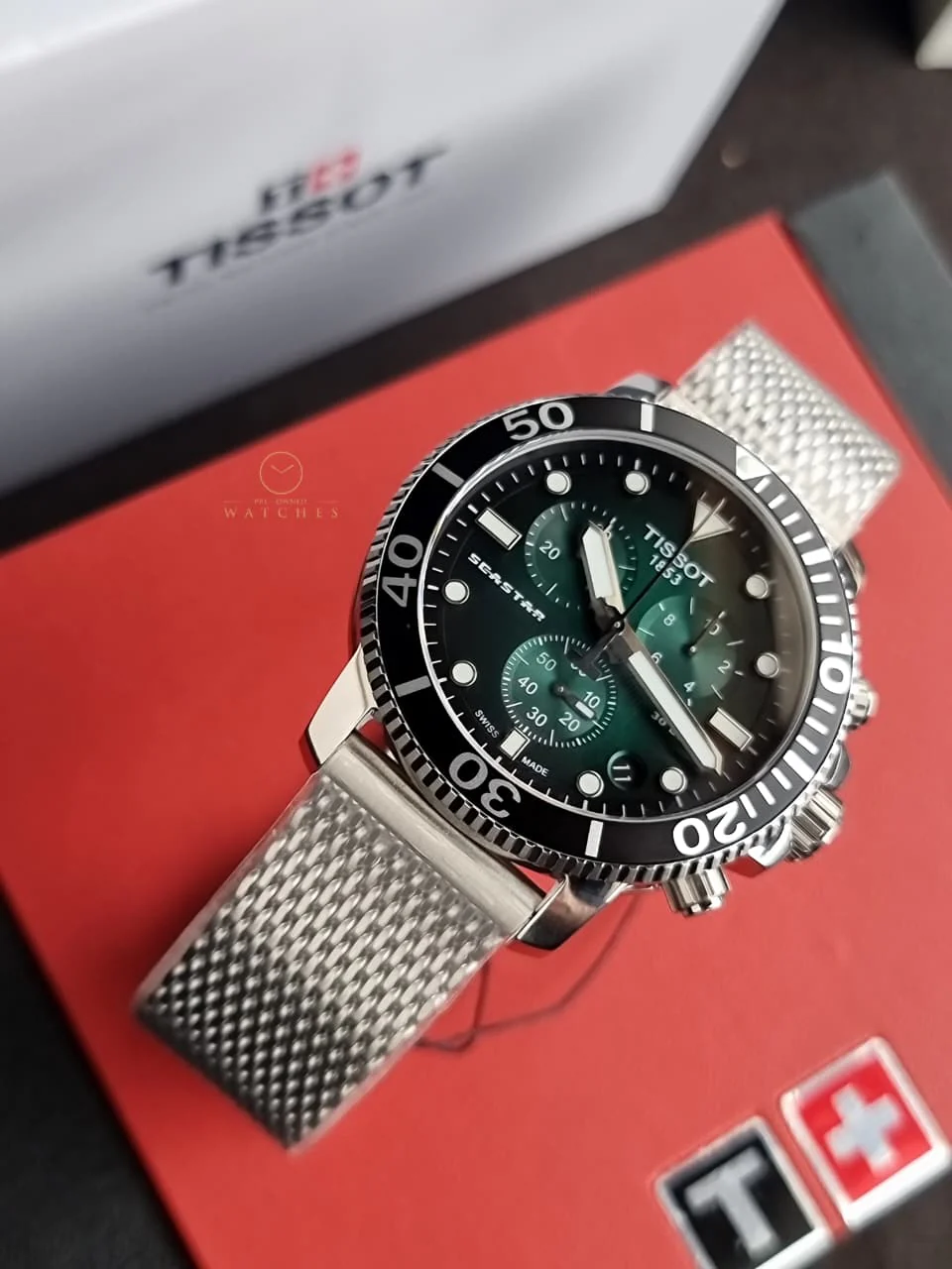 TISSOT Men’s Quartz Swiss Made Stainless Steel Green Gradient Dial 45mm Watch T120.417.11.091.00 - Image 9