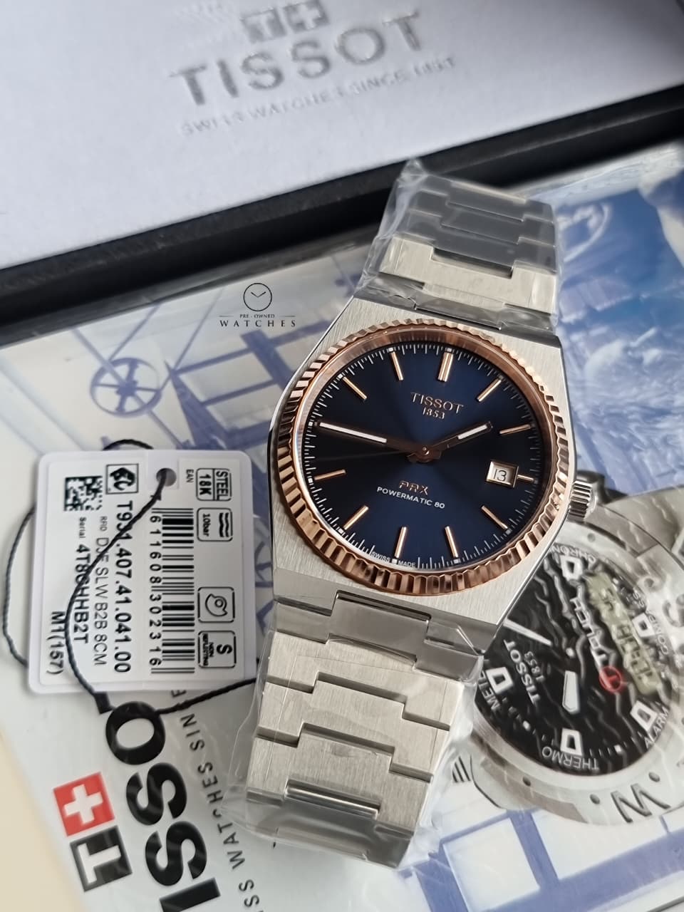 Tissot Prx Powermatic 80 18k Gold Bezel 40mm Watch T931.407.41.041.00 - Image 8