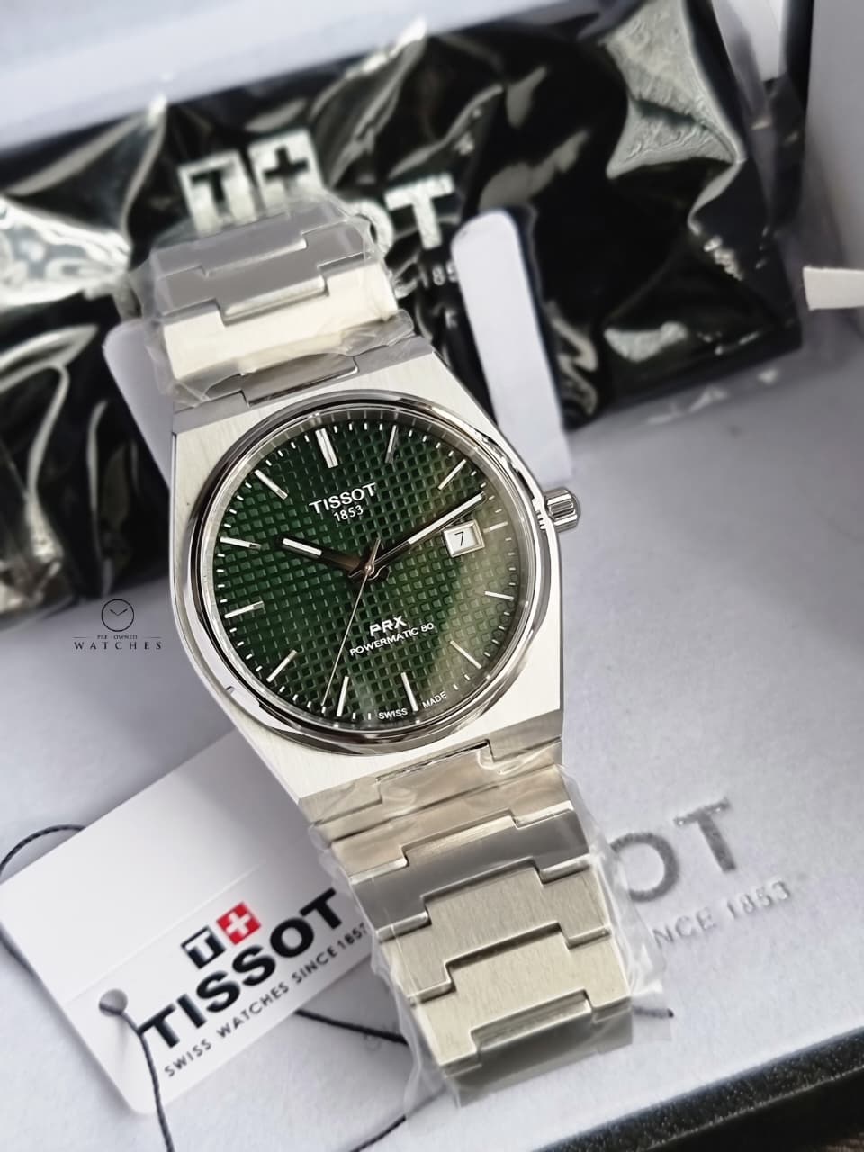 Tissot PRX Powermatic 80 Silver Stainless Steel Green Dial Automatic Watch for Gents - T137.407.11.091.00