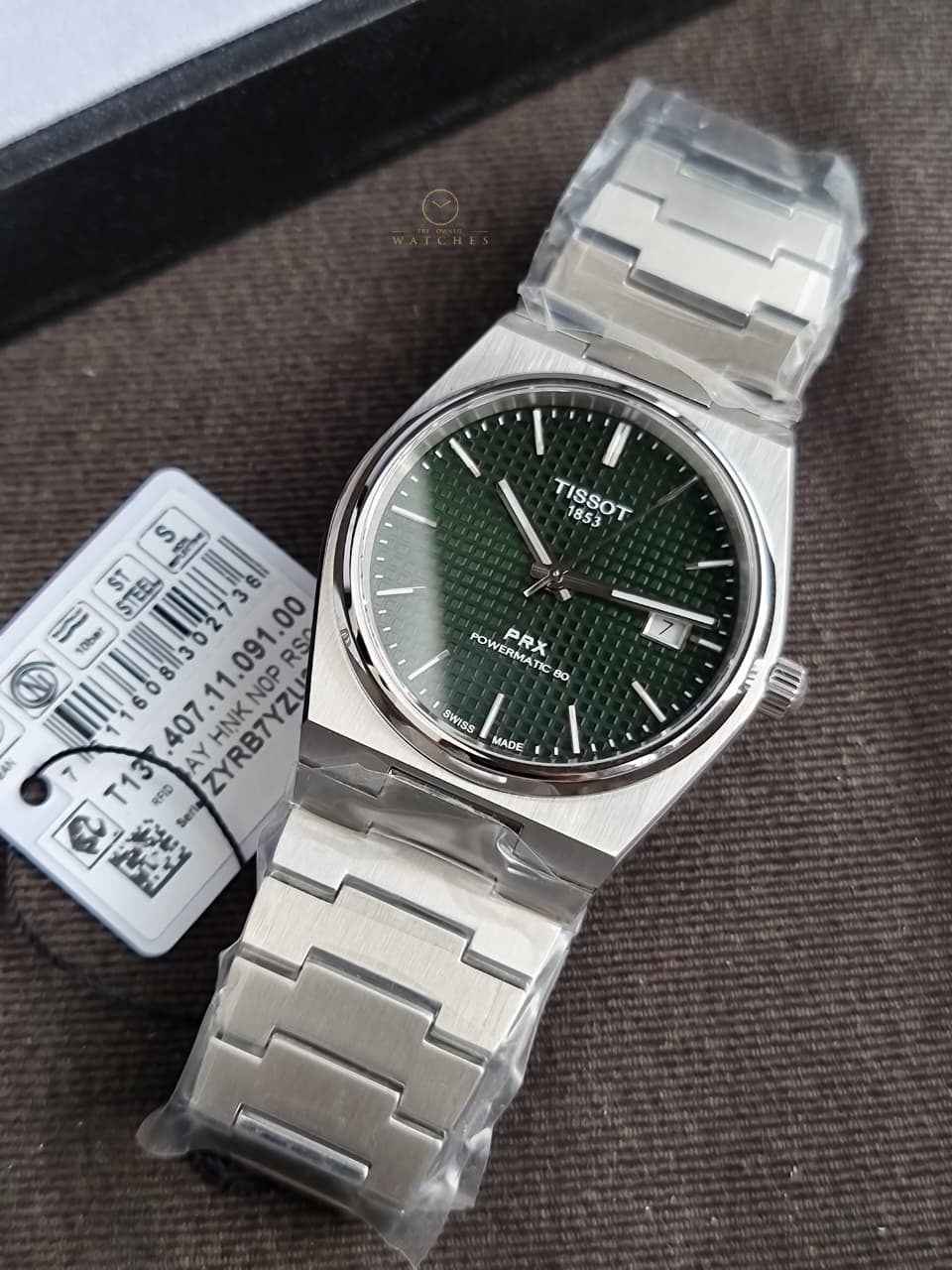 Tissot PRX Powermatic 80 Silver Stainless Steel Green Dial Automatic Watch for Gents - T137.407.11.091.00 - Image 6