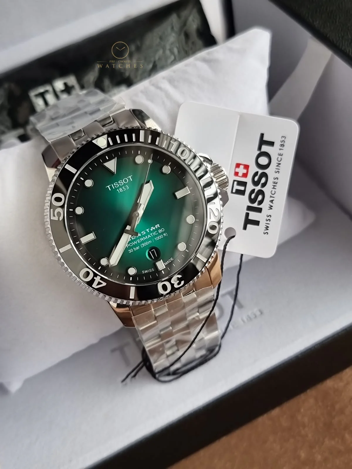 Tissot Seastar 1000 Powermatic 80 Green Gradient Dial Automatic Men's Watch 43mm – T120.407.11.091.01 - Image 4