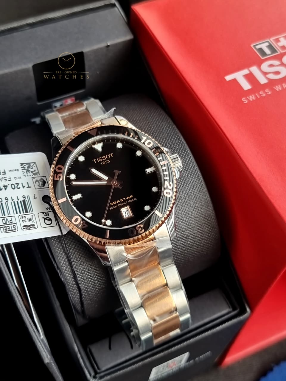 Tissot Seastar 1000 Quartz Black Dial Stainless Steel Men's Watch T120.410.22.051.01 - Image 4